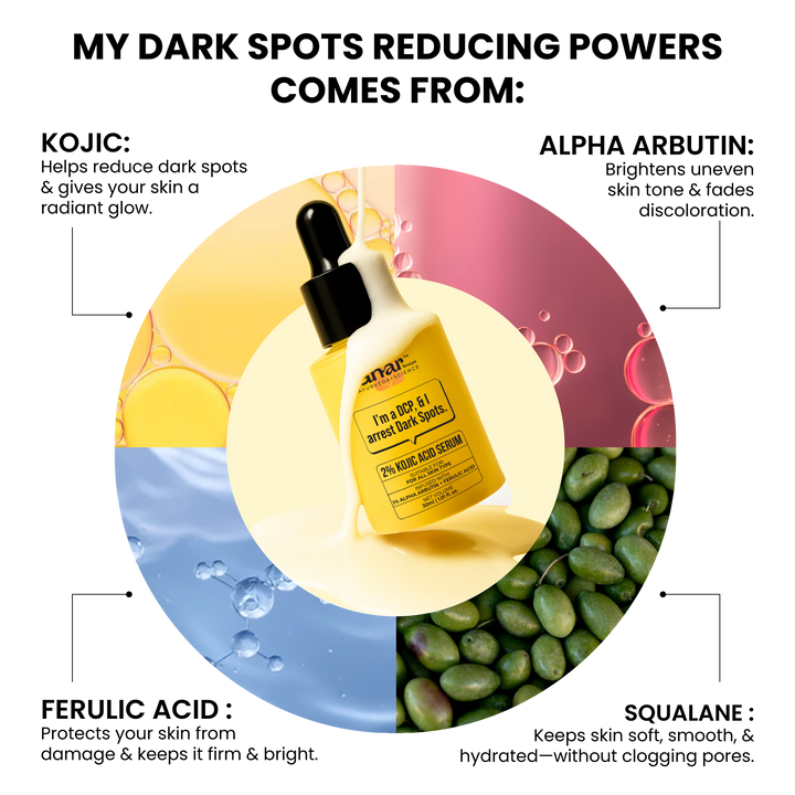 2% kojic acid serum infused with 1% alpha arbutin to reduce pigmentation