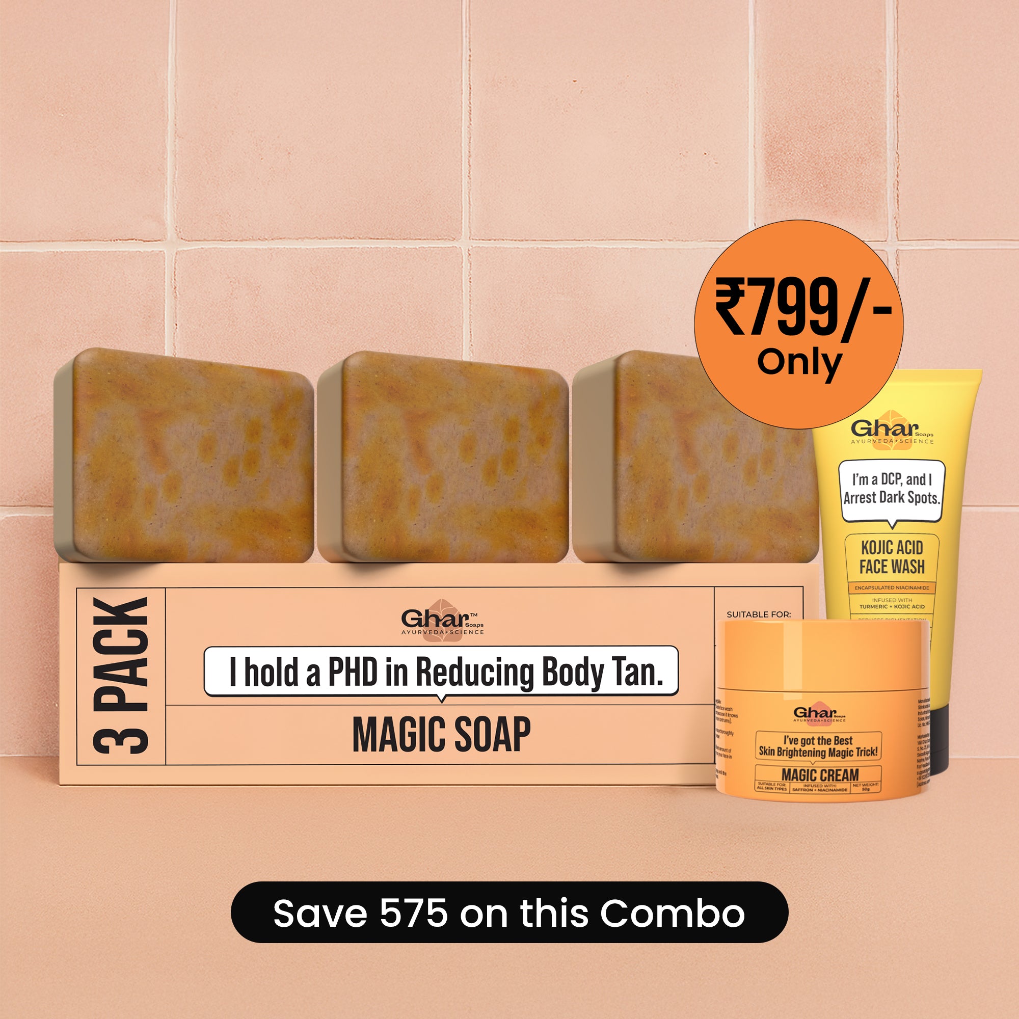 Magic Soap + Kojic Face Wash + Magic Cream + Free Sunscreen