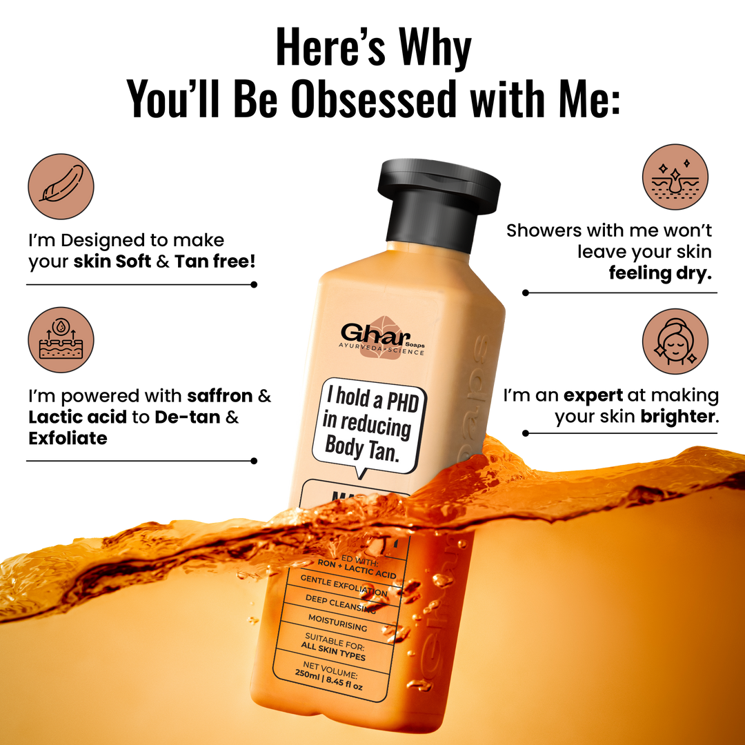 Magic De-Tan & Exfoliating Body Wash with Saffron & Lactic Acid
