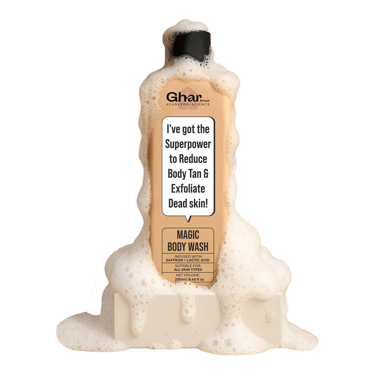 Magic De-Tan & Exfoliating Body Wash with Saffron & Lactic Acid